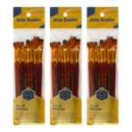 Keep Smiling Artist Brushes – 10 Piece Nylon Hair Set Brown - Image 2