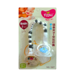 Baby Silicone Pacifier with Beaded Chain - Round Nipple - Image 3