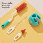 Silicon Feeder Brush 3in1 With Holder – Baby Bottle & Nipple Cleaning Brush Set - Image 2