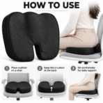 Ergonomic Coccyx Seat Cushion – U-Shaped Tailbone Support Pillow for Office Chair – Black - Image 2